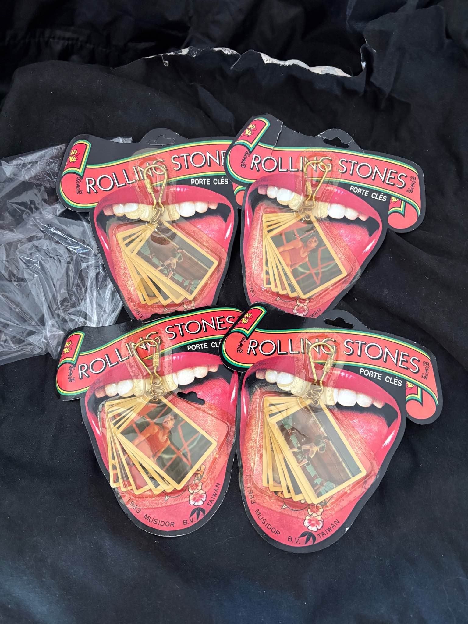 collectible vintage -1983 Rolling Stones keychain set produced by