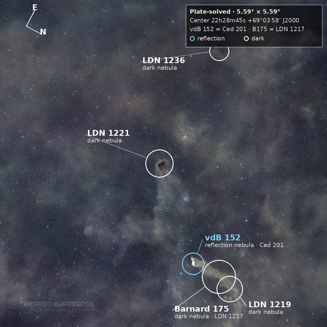 vdB152, B175, LDN 1221 - Wolf's Cave & the Toast Nebula in Cepheus