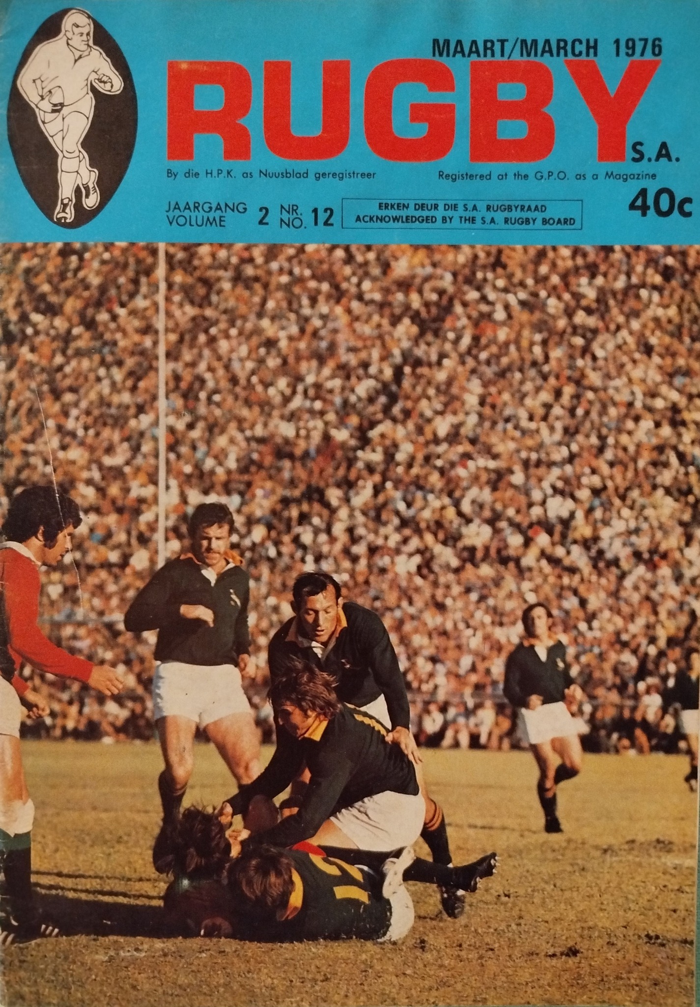 1976 S.A. Rugby magazine cover features 1974 Lions test