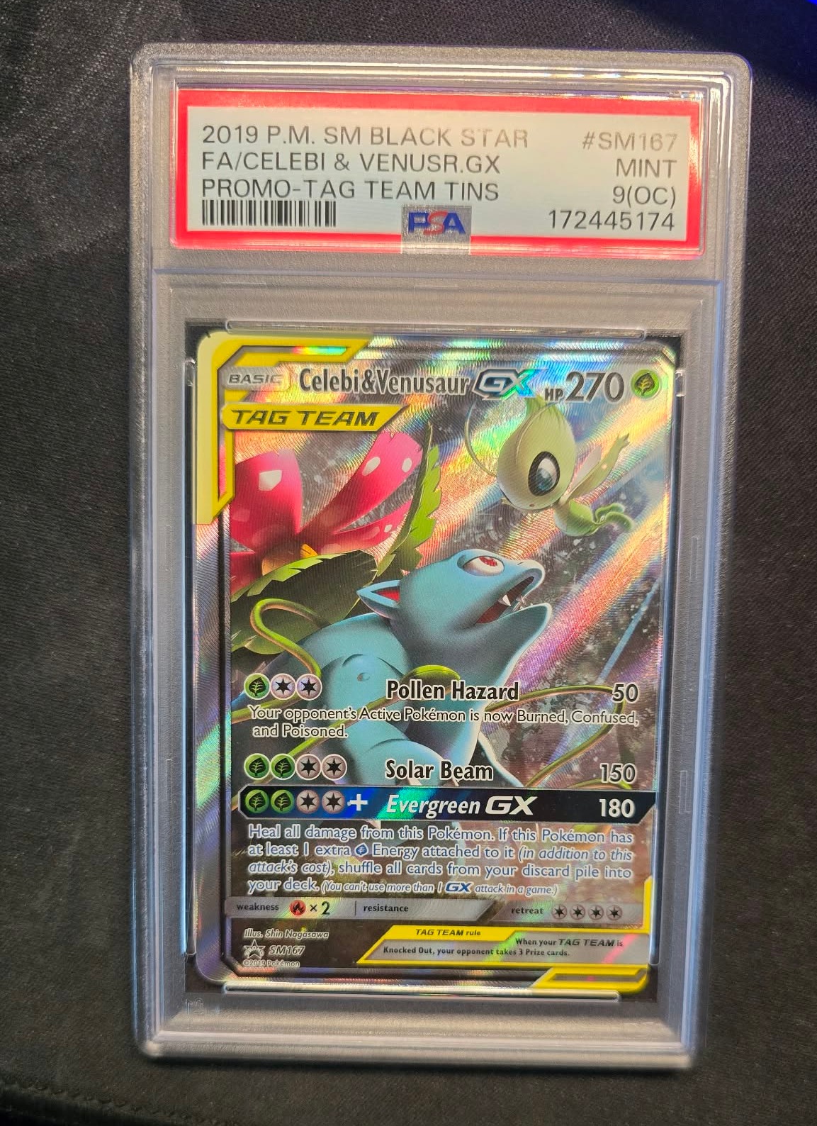 What is the value of a PSA 9(OC) 2019 P.M. SM Black Star FA/Celebi