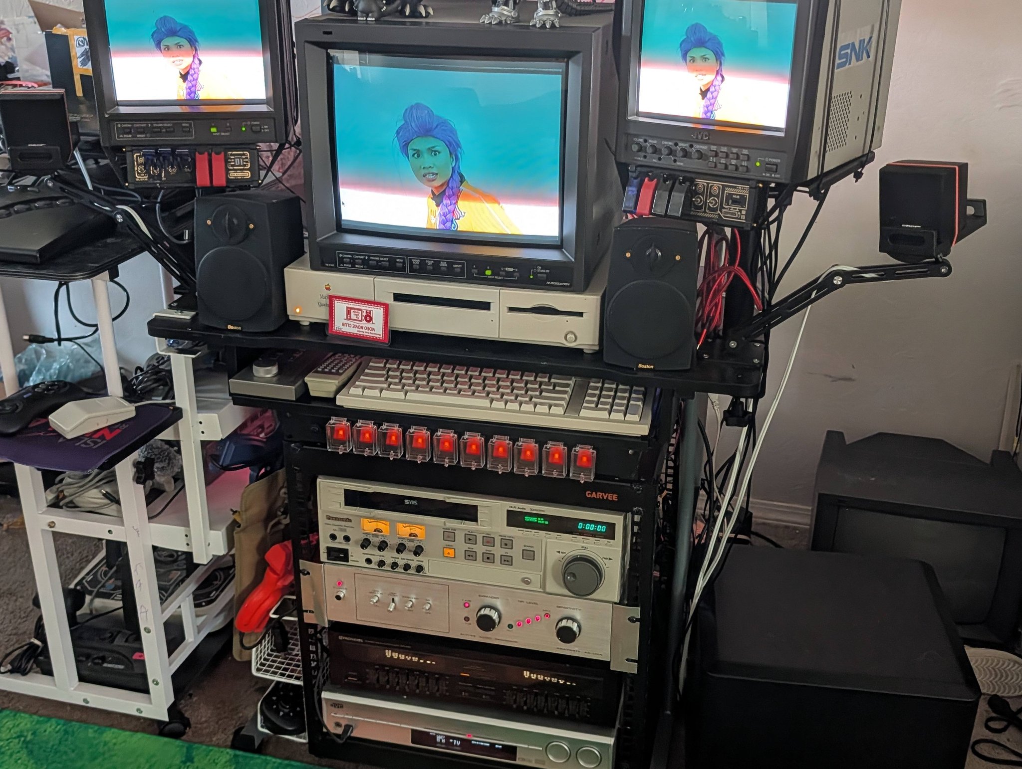 JVC TM-H150CG powered retrogaming station with Ikea Kallax