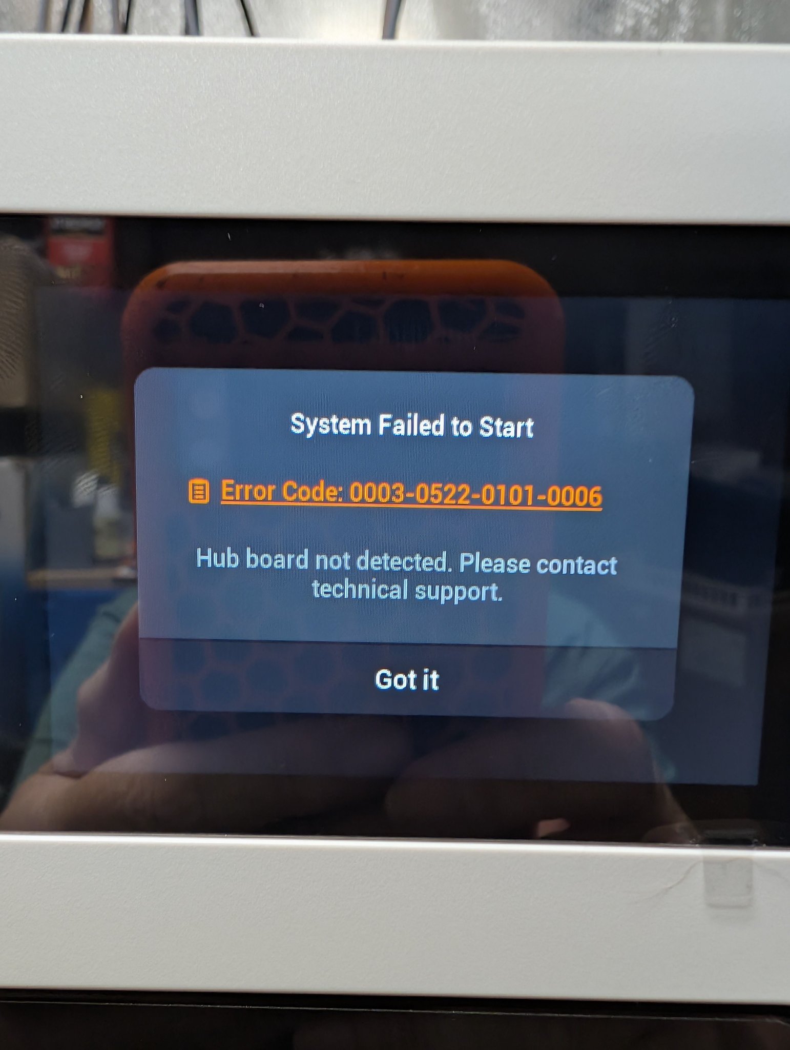 Snapmaker U1 error: Hub board not detected after calibration