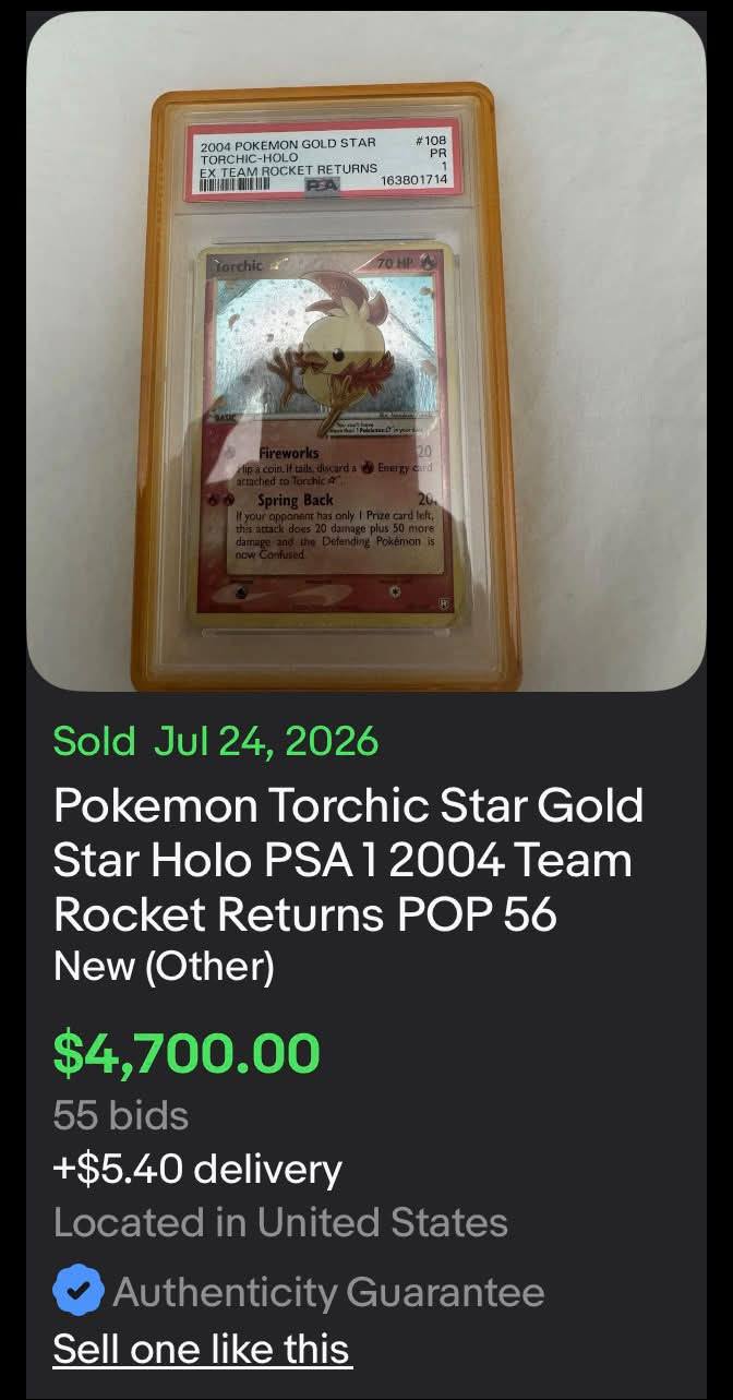 What is the value of a PSA 10 graded 2004 Pokémon Gold Star