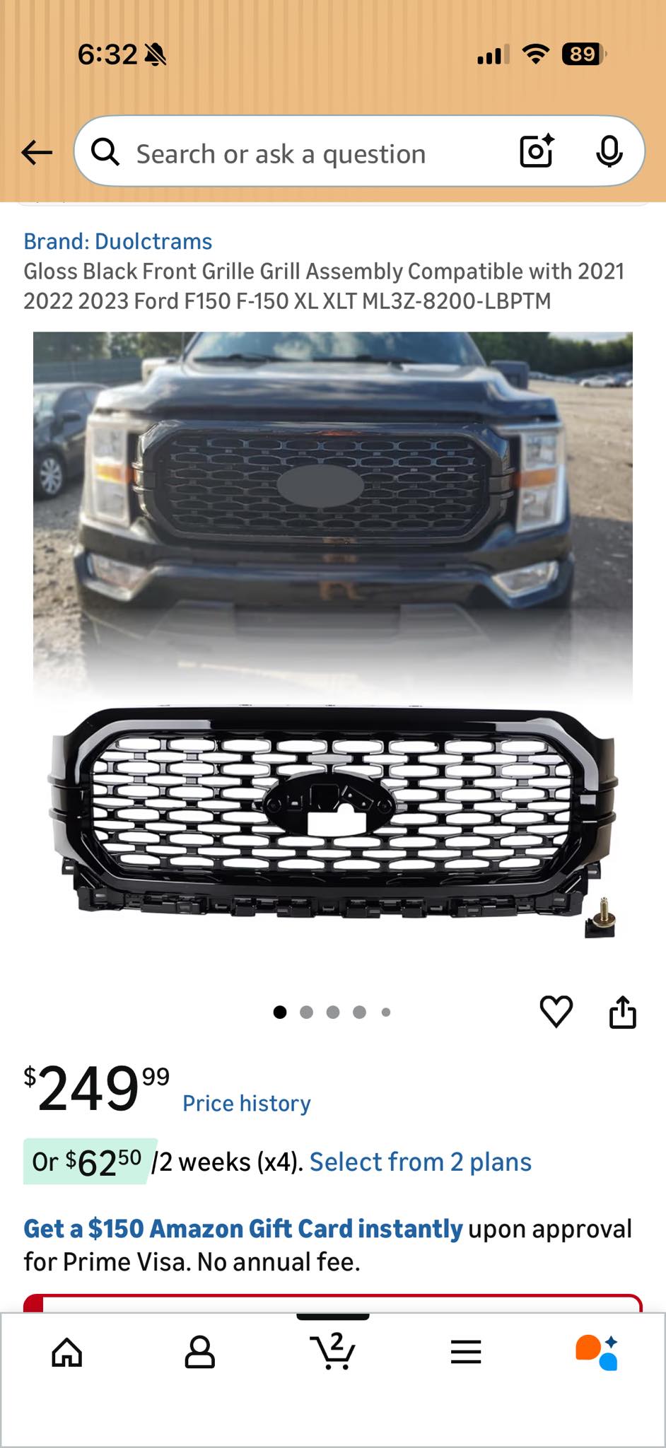 For 2018-20 Ford F150 F-150 XLT Front Bumper Grlle Lower Face Bar