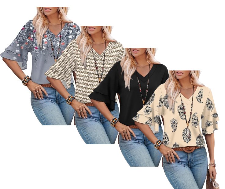 Plus Size Rayon Top With Rolled Sleeves & Side Slits — Loose Fit High-Low Hem Tunic (1X-3X) 5 thumbnail image