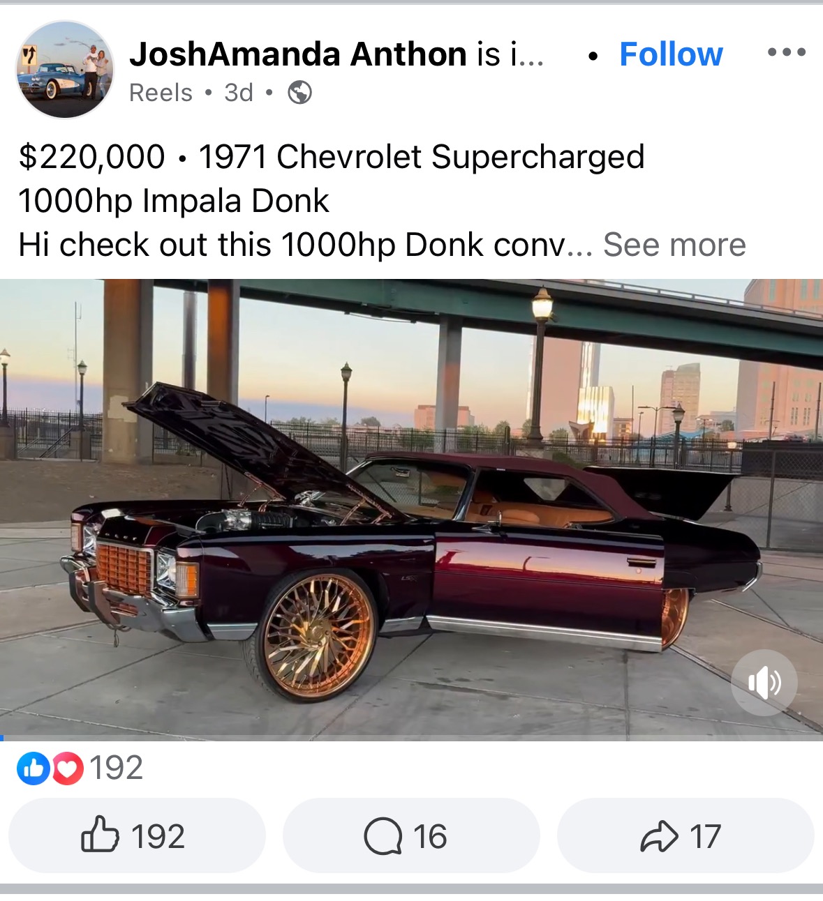 1971 Chevrolet Impala donk with 1000hp supercharged engine