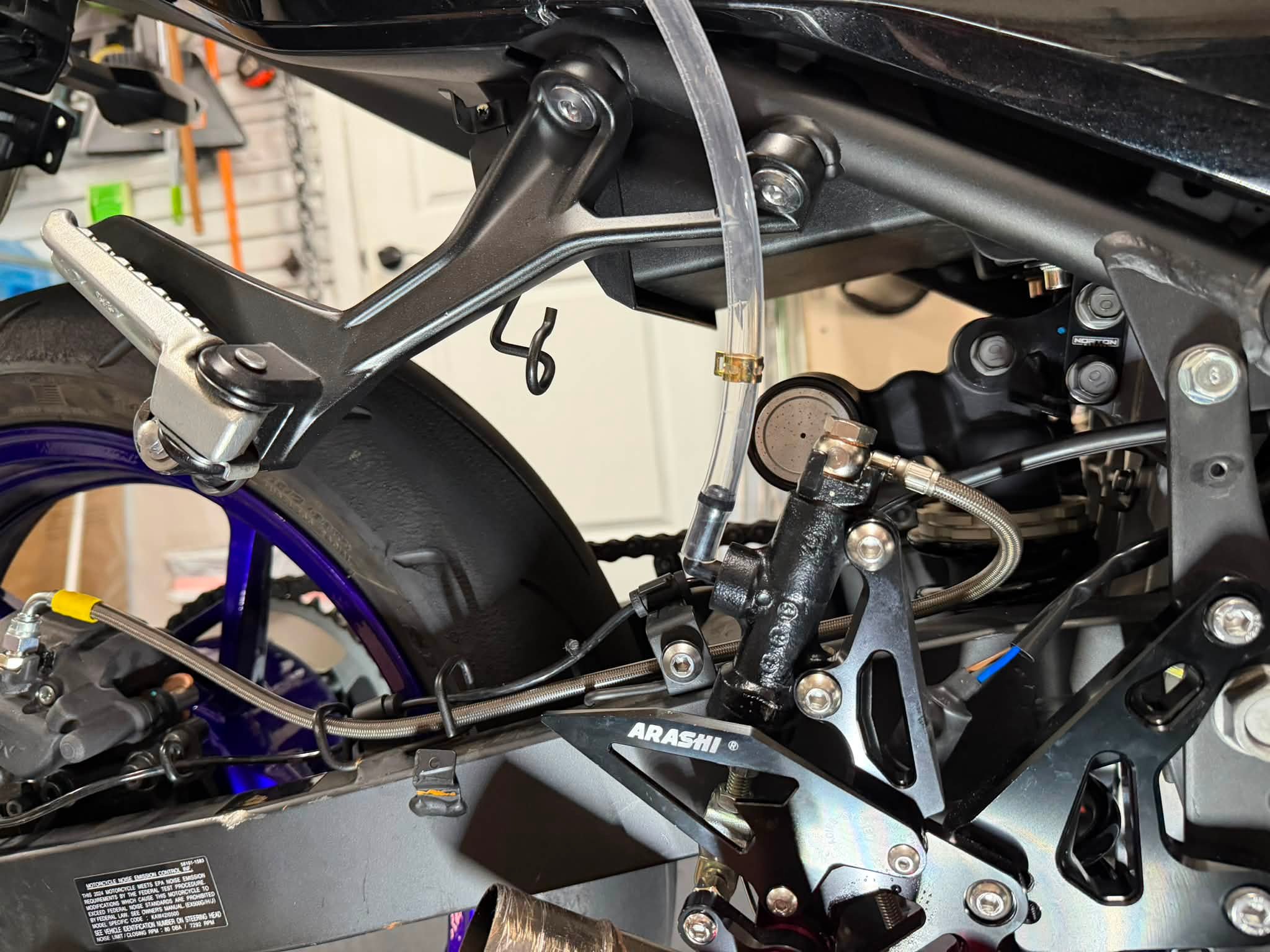 How to install rear brake lines, Vesrah pads, and GSXR shock on