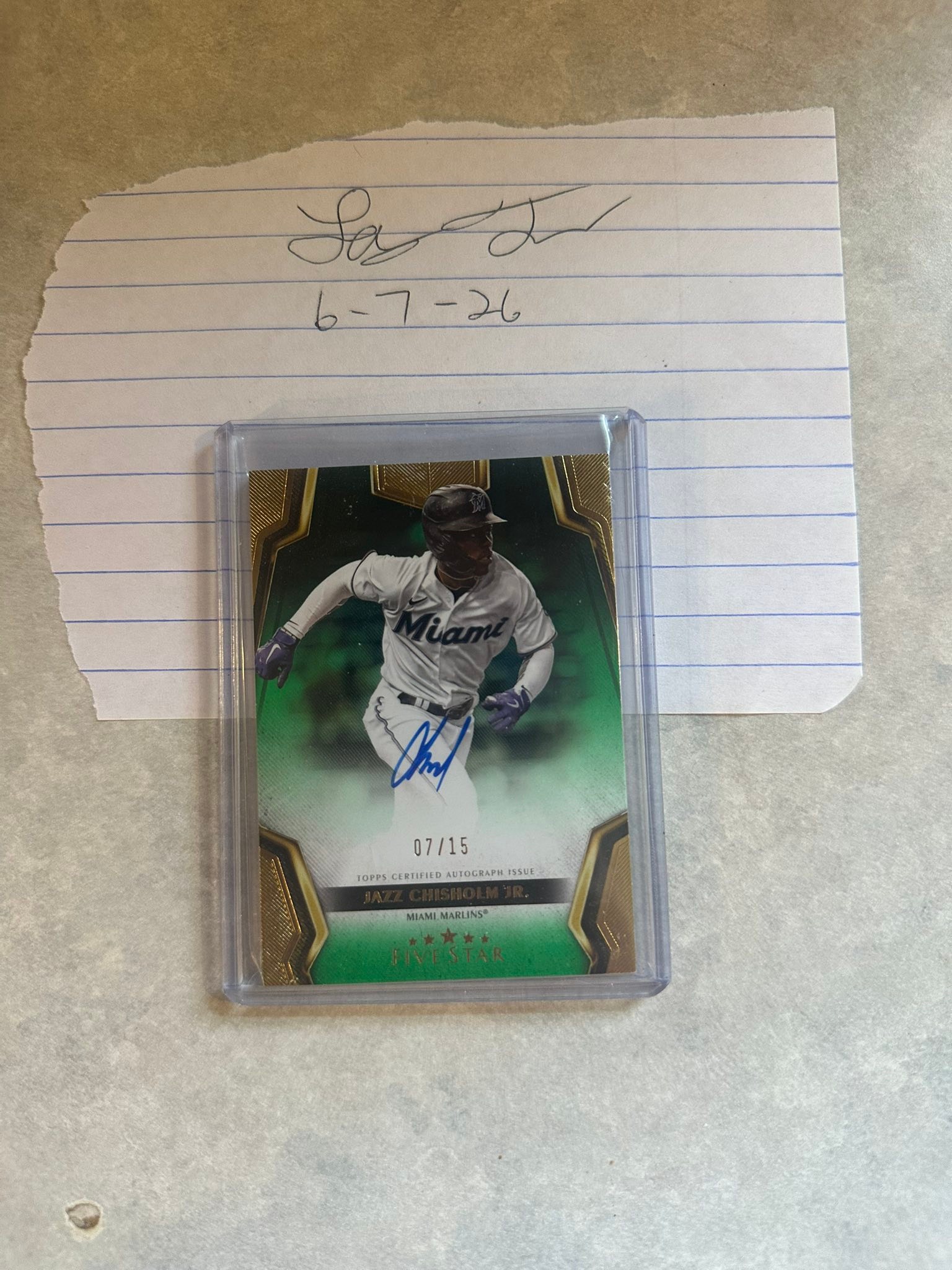Awesome Topps Chrome card Jazz Chisholm Jr. This is blue refractor 