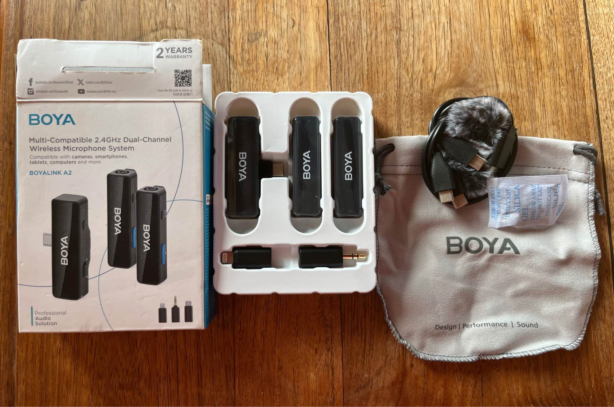 Micro Cravate Sans Fil Boya BOYALINK A2 - Double Micro Pour IPhone/Android/Appareil Photo | Portée 100m
