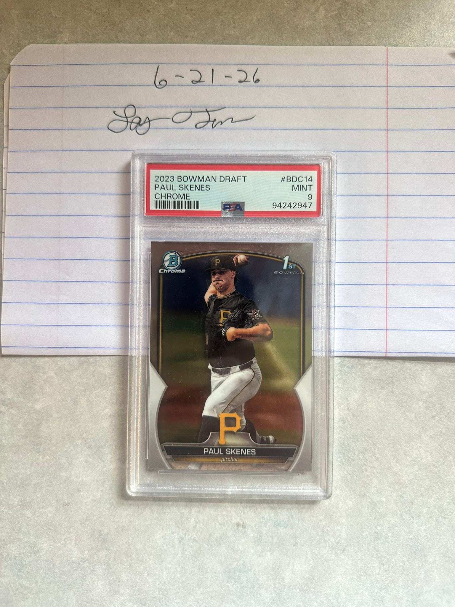 2023 Bowman Draft Paul Skenes Chrome PSA 9 Rookie RC for sale