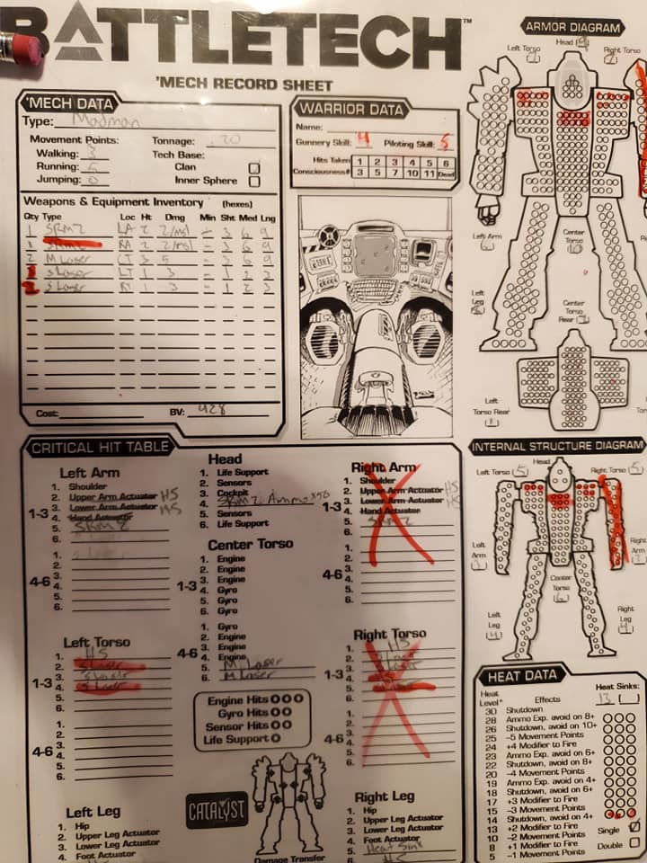 Livre Battletech Record Sheets: Volume One ~ Light Mechs - Jeu De Rôle FASA, Occasion