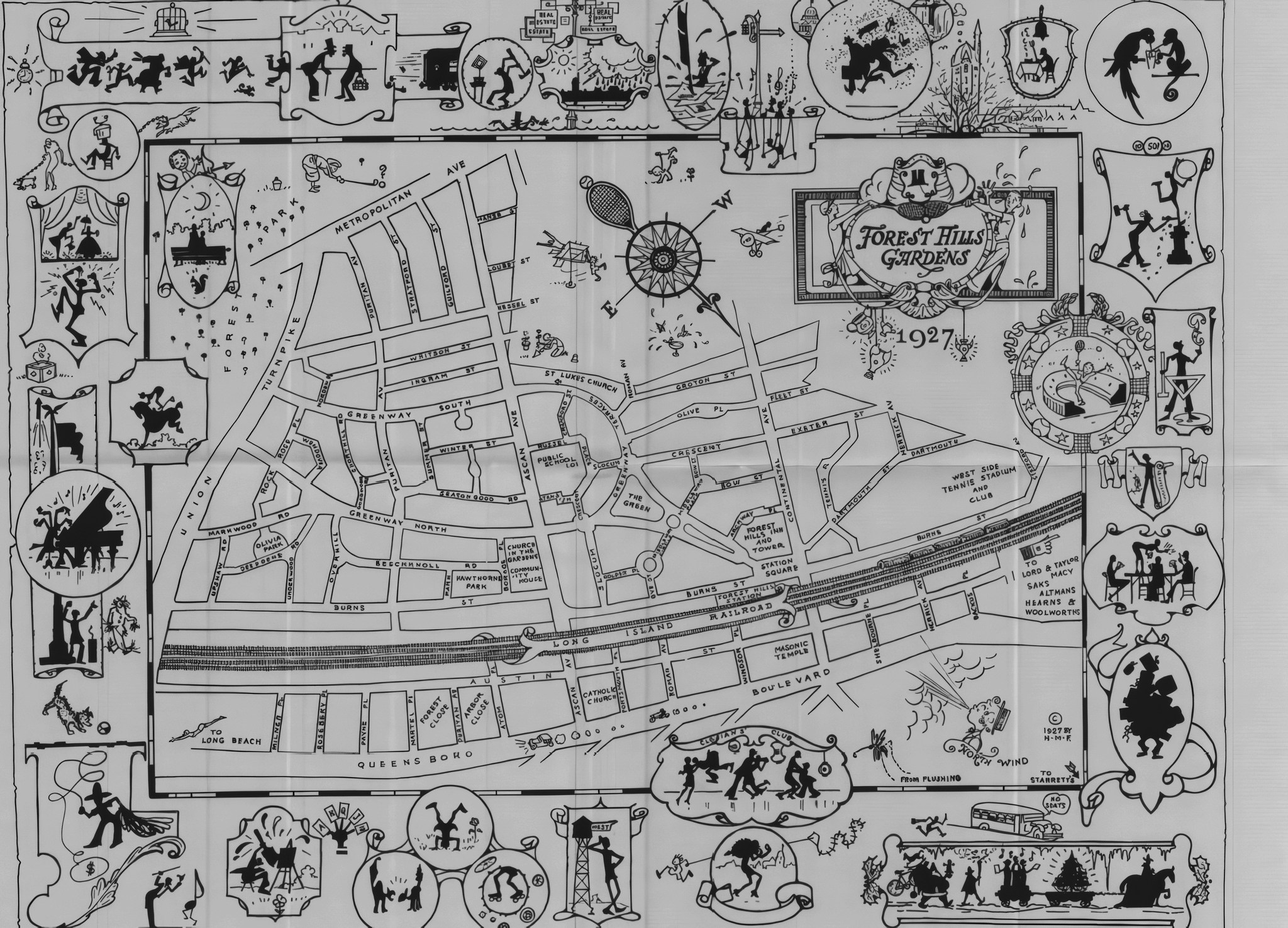 Rare 1927 Forest Hills Gardens map gift