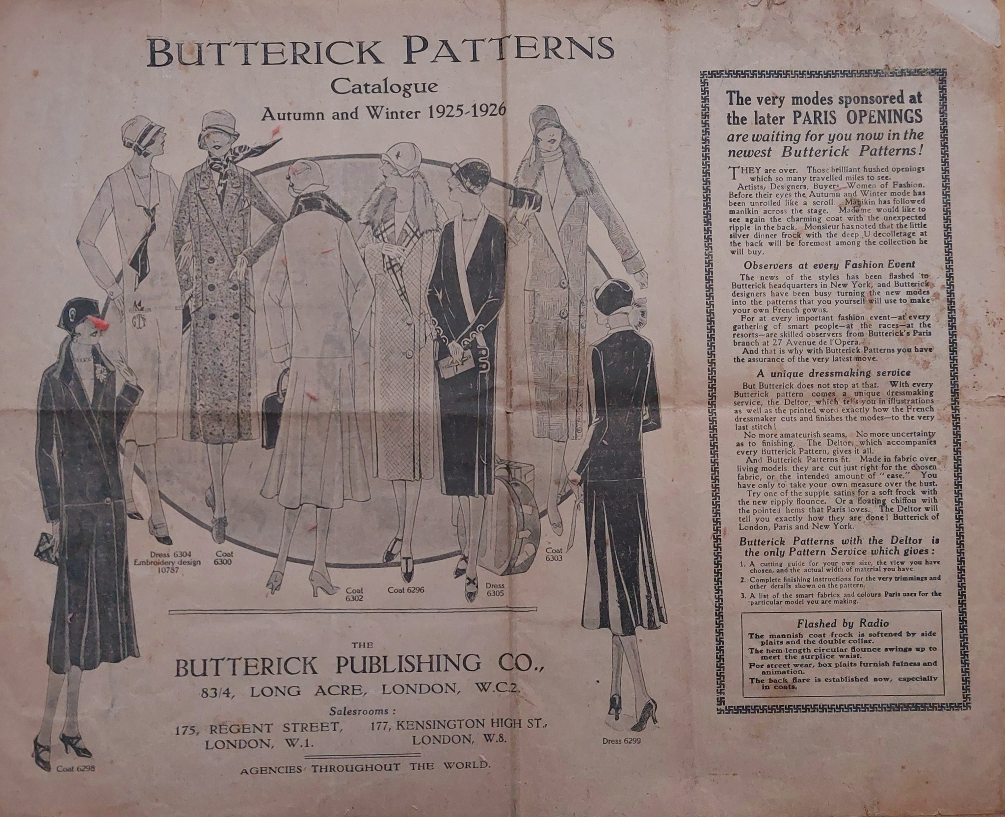1925 Butterick catalogue for vintage sewing patterns