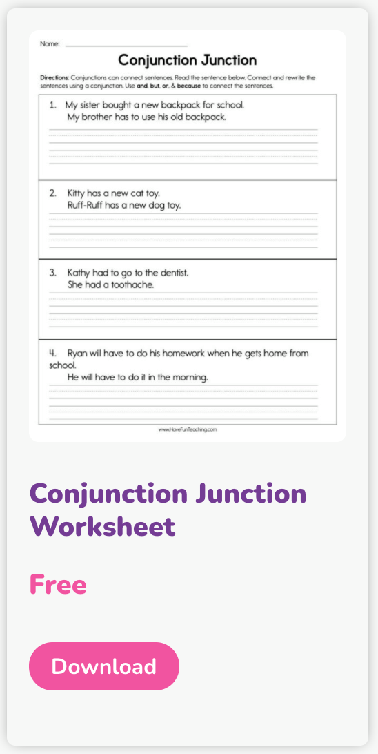 FREE Conjunctions resources for your... - Have Fun Teaching | Facebook