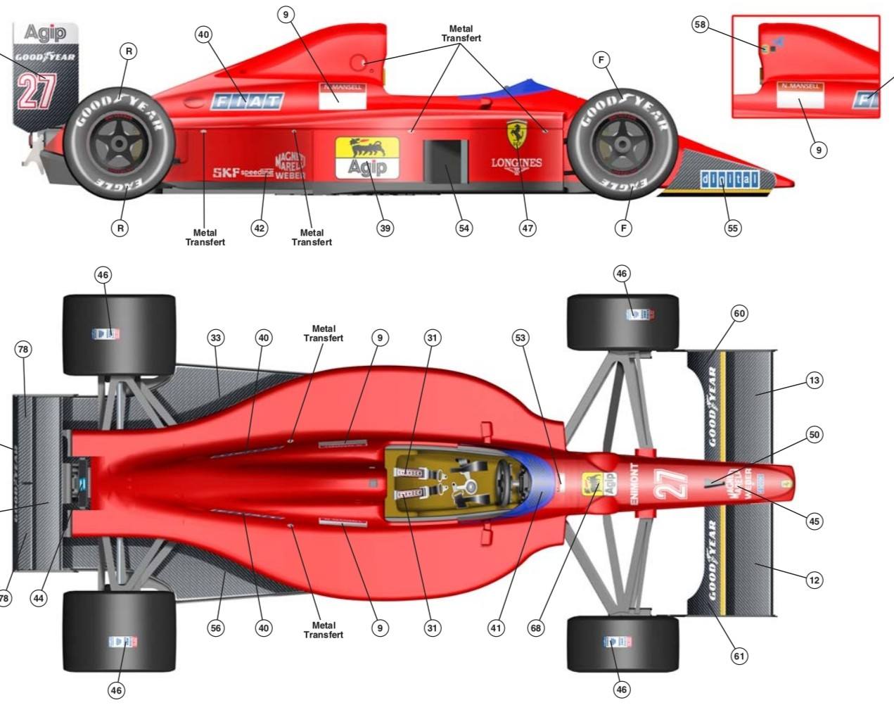 1/43 scale Ferrari F1 89 Hungarian Grand Prix model kit