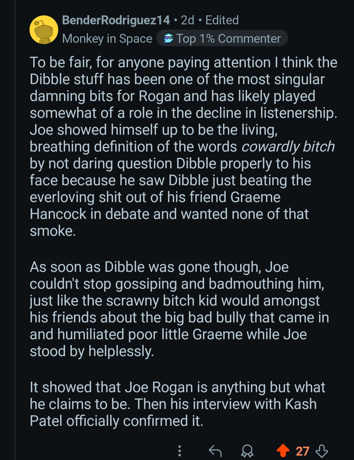 Flint Dibble - According to some on Reddit, my Joe Rogan... | Facebook