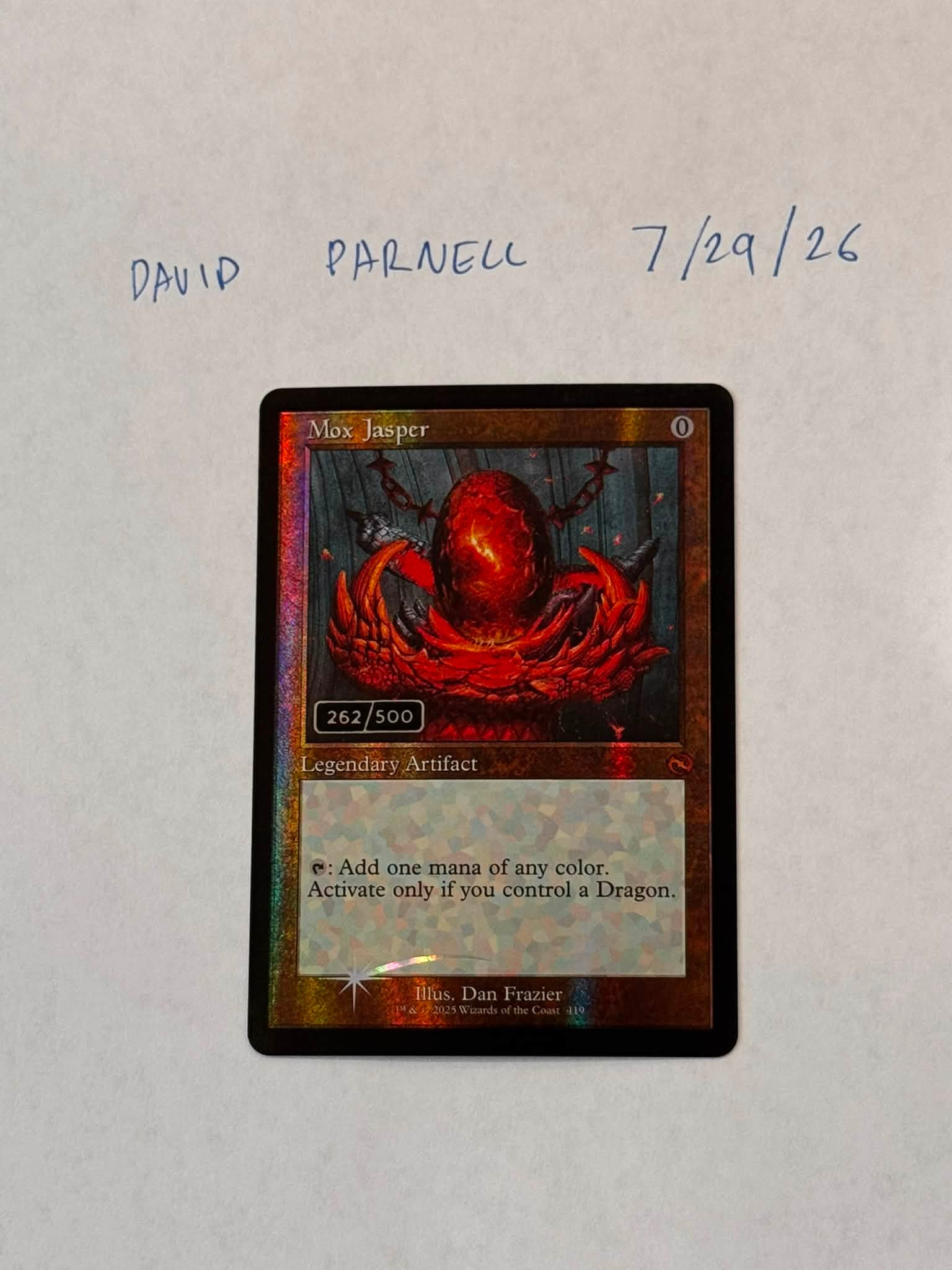 You could get your hands on one of 500 Serialized Mox Jaspers