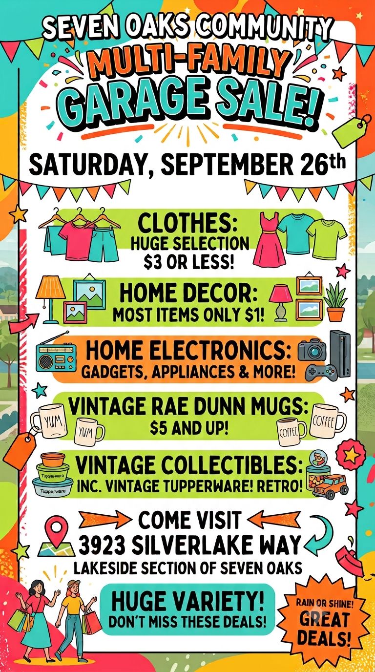 Seven Oaks, FL multi-family garage sale with huge selection of items