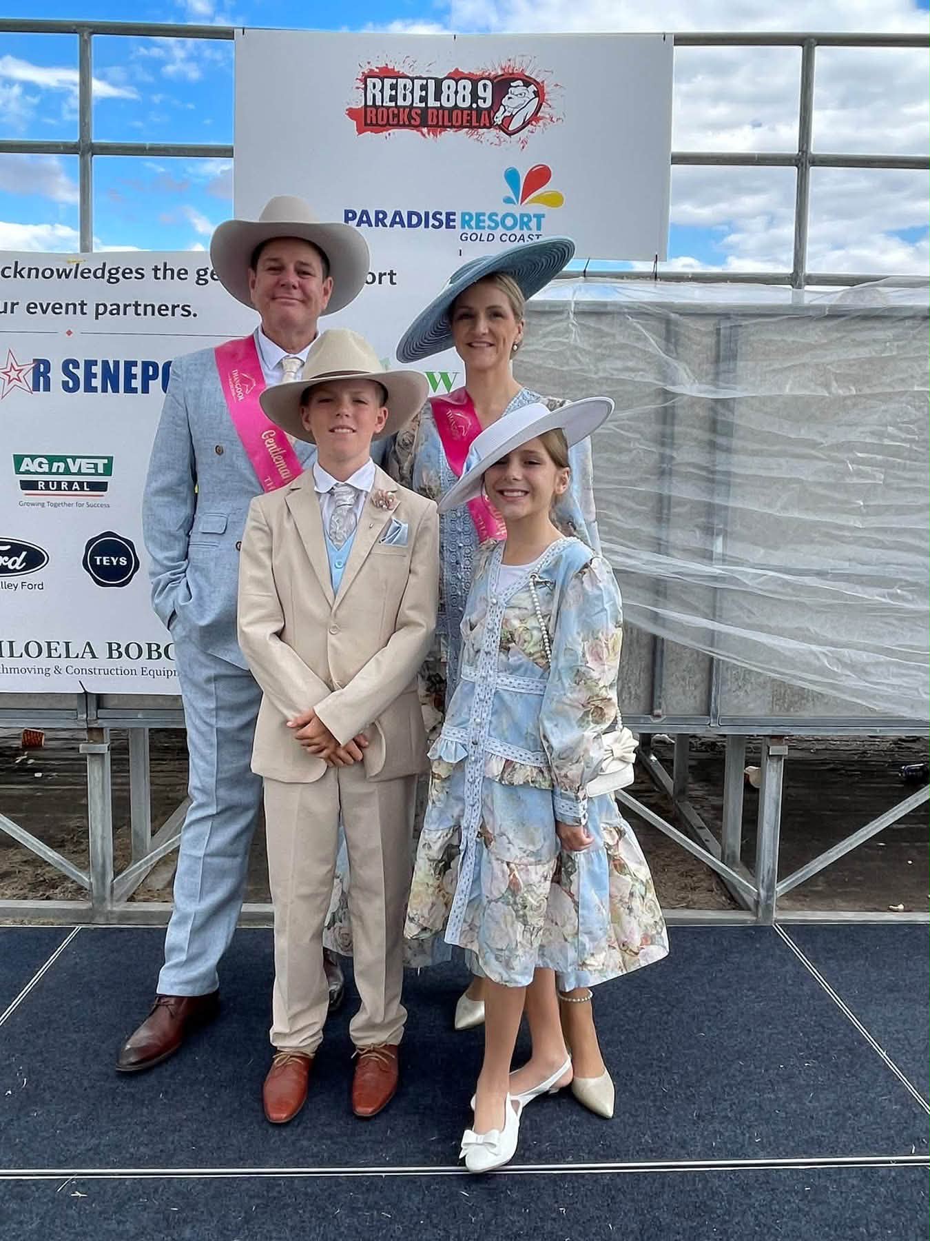 fancy dress gold coast Clarke family wins best dressed at fashion on the field event with prize from Paradise Resort Tomorrowland