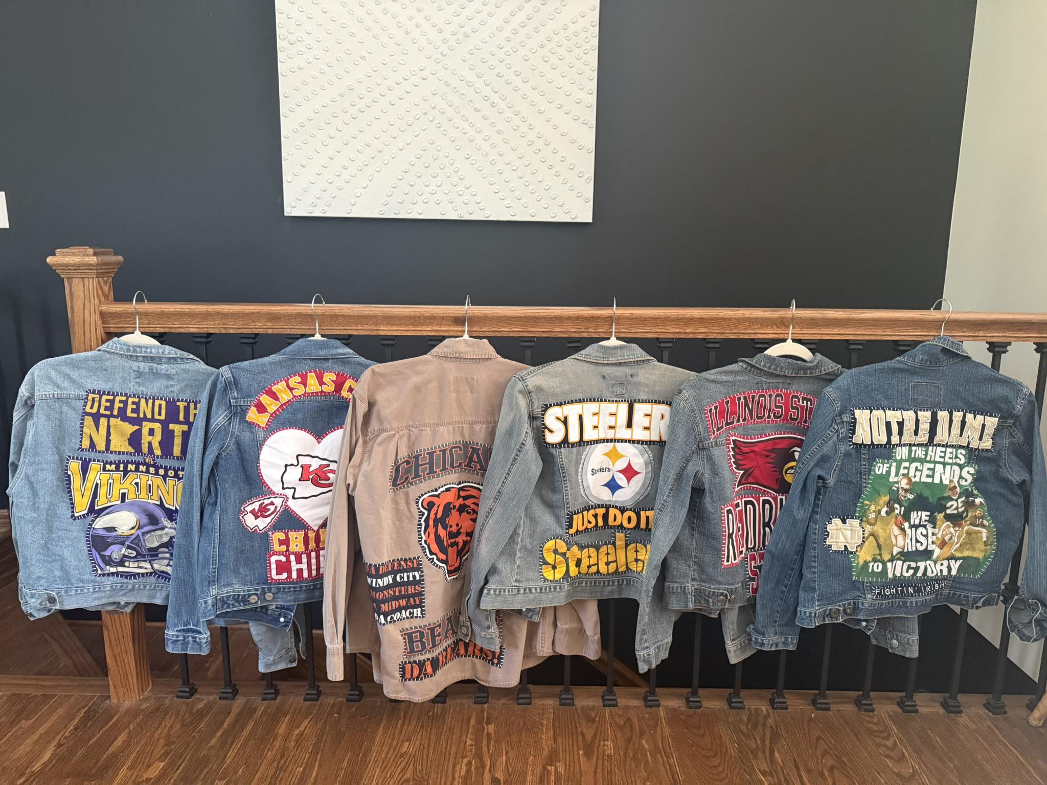 One-of-a-kind jackets for various teams and sizes