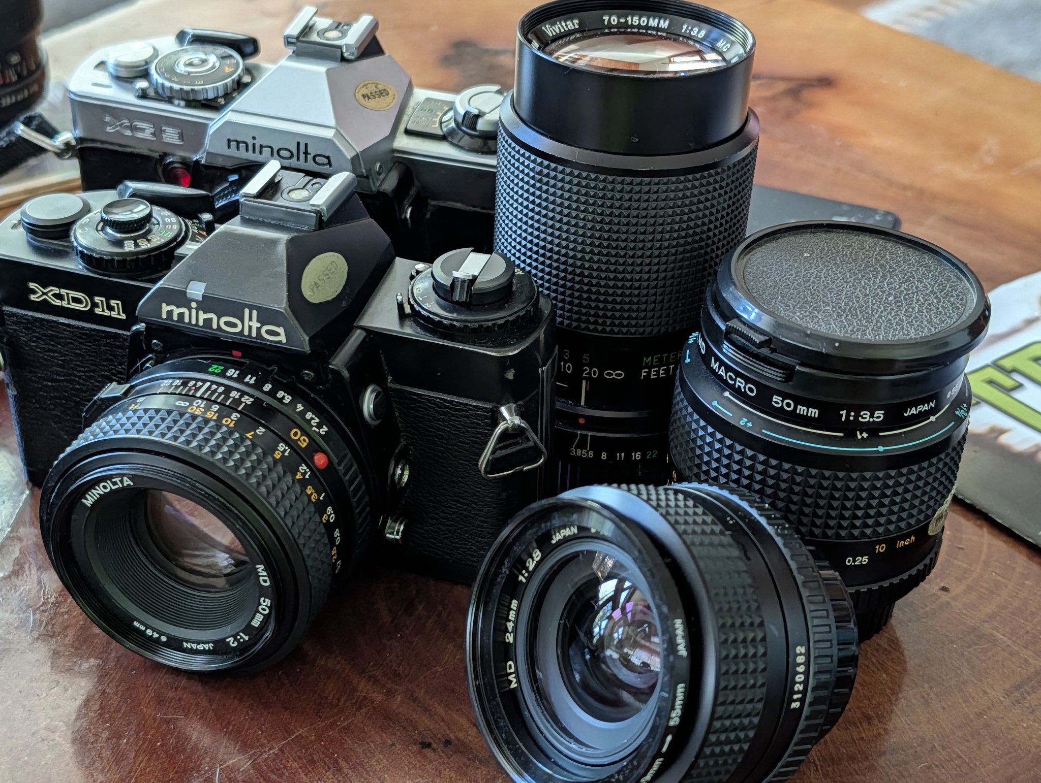 Minolta X-500 camera with Motor Drive MD-1 and 35-70mm lens