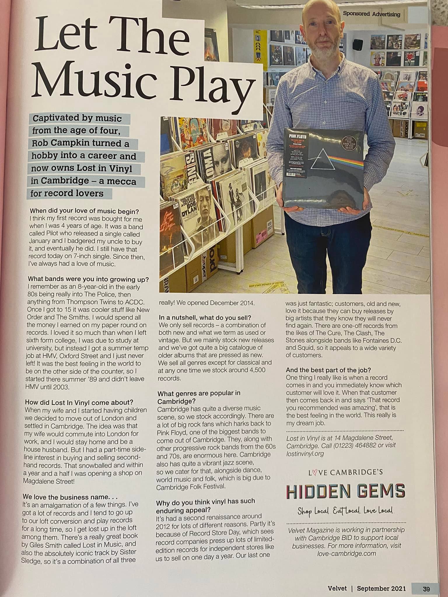 Rob Campkin's vinyl shop in Cambridge