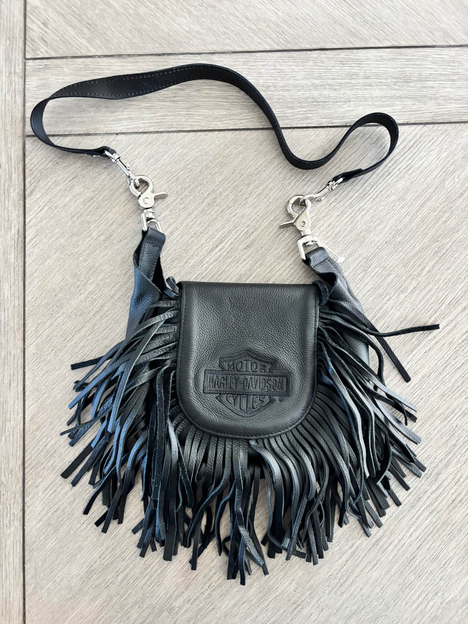 Vintage Harley Davidson Fringe leather bag. Made in USA. Bag is in 