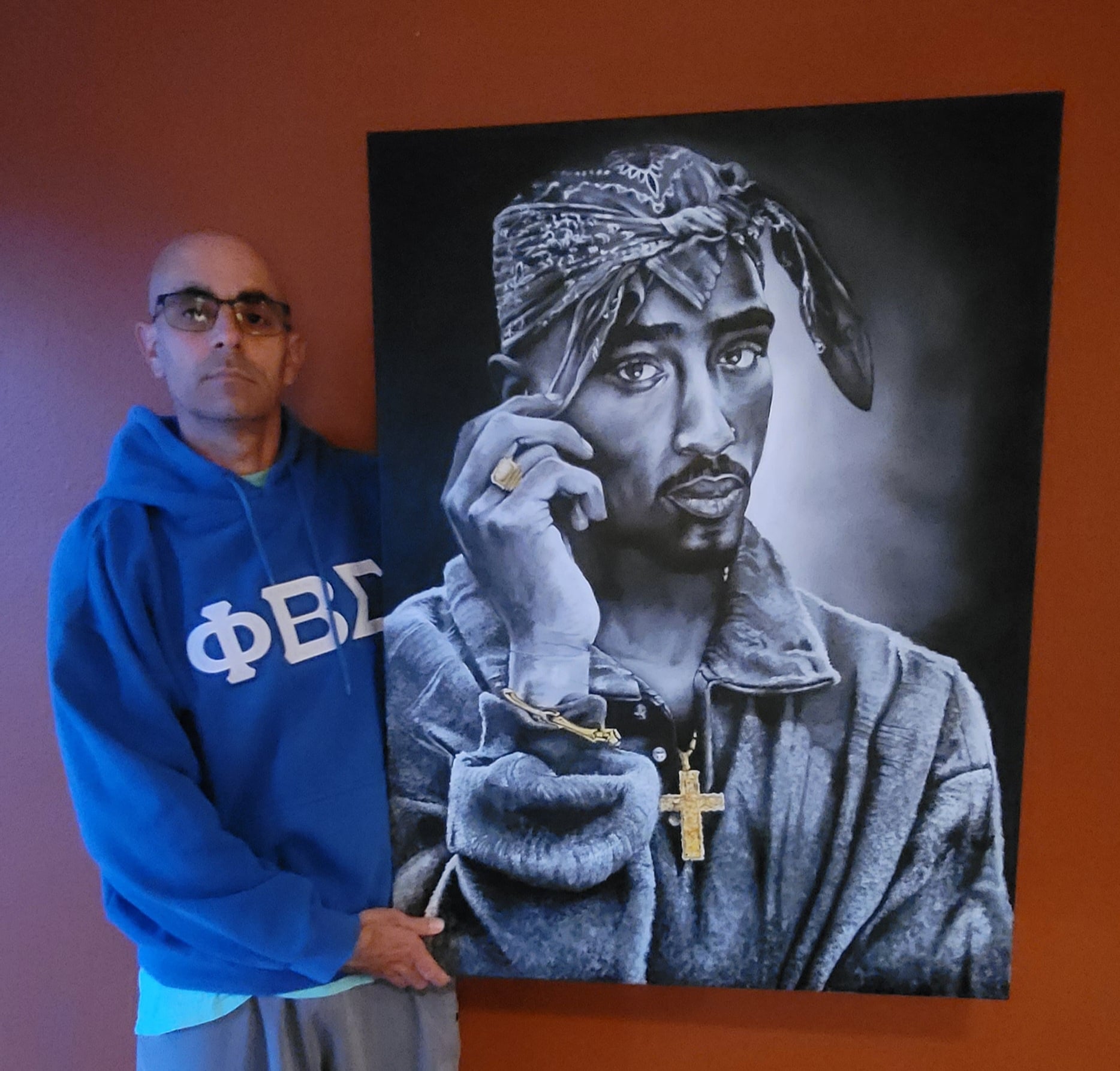 Hand-painted Tupac Shakur denim jacket tribute