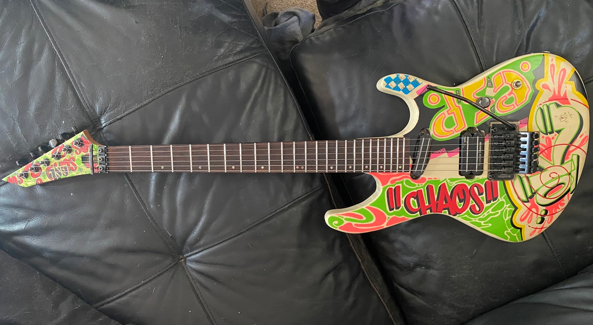 Rare 1989 ESP Maverick NY Graffiti Guitar with Painted Headstock
