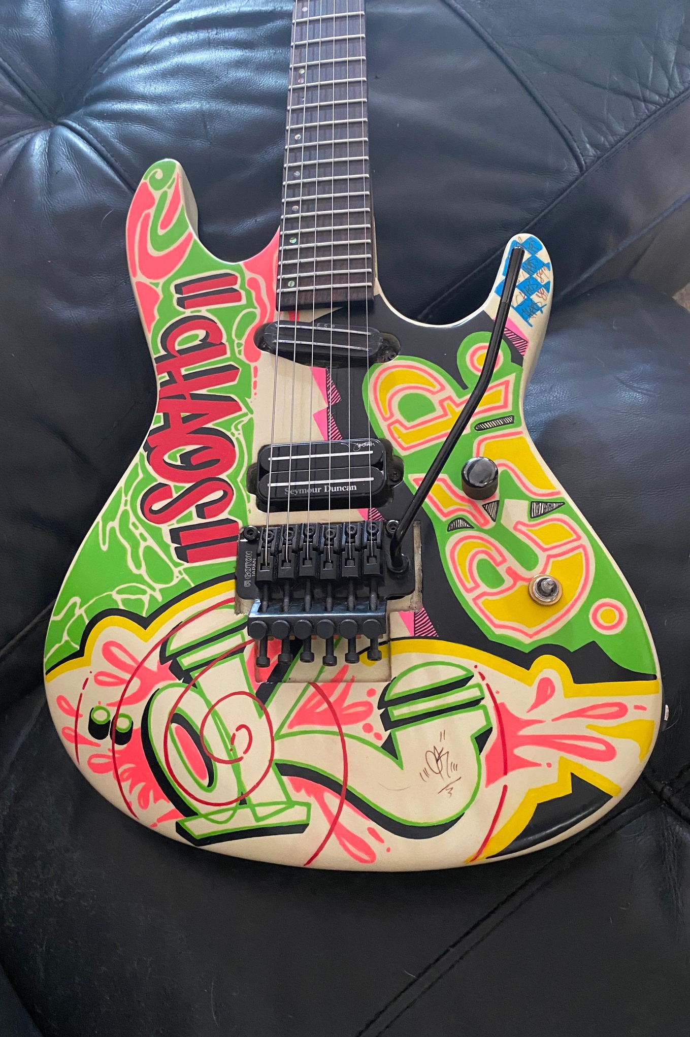 Rare 1989 ESP Maverick NY Graffiti Guitar with Painted Headstock