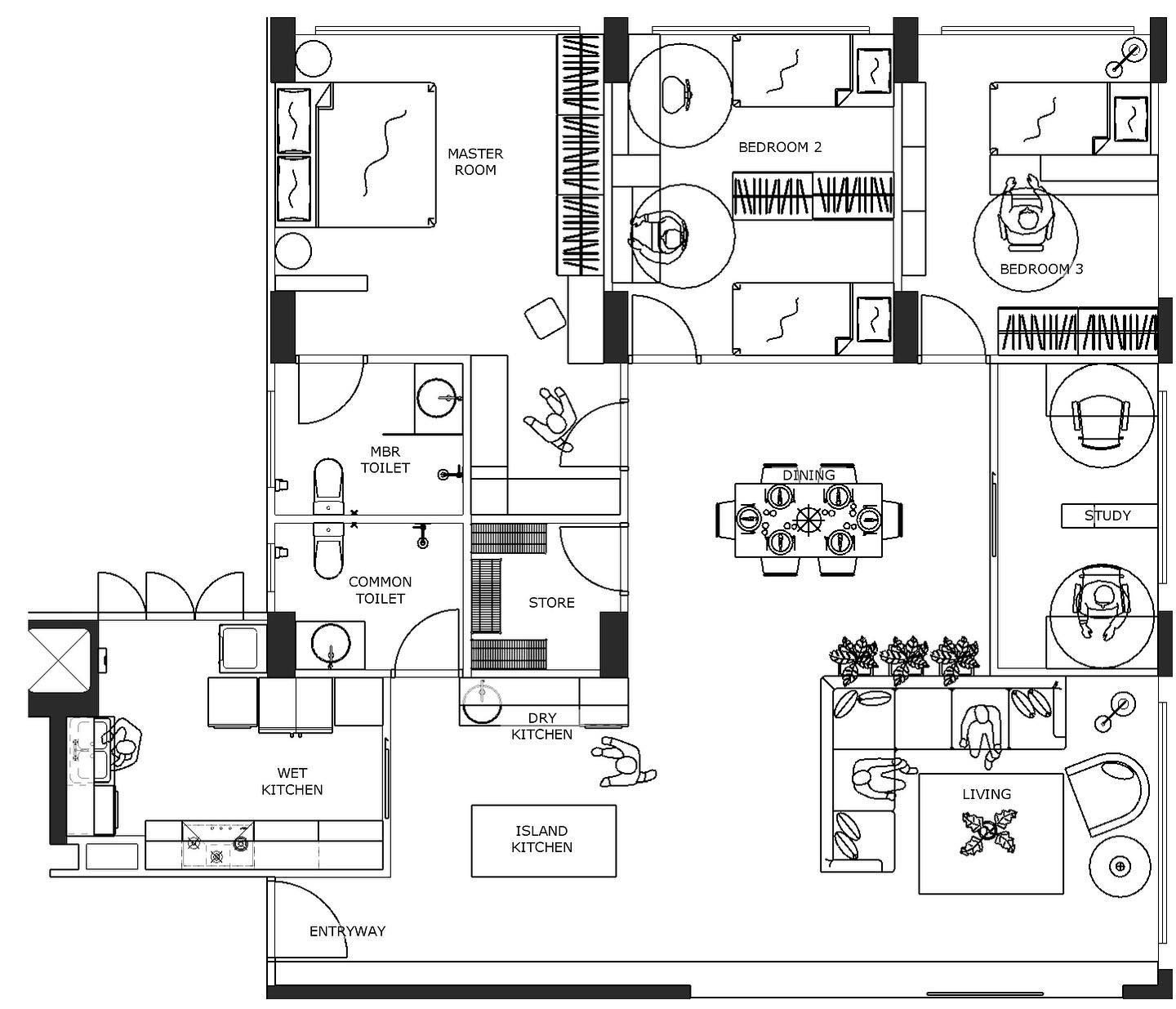 OfficeWorks - Proposed layout of 5-Room Singapore HDB. #interiordesign ...