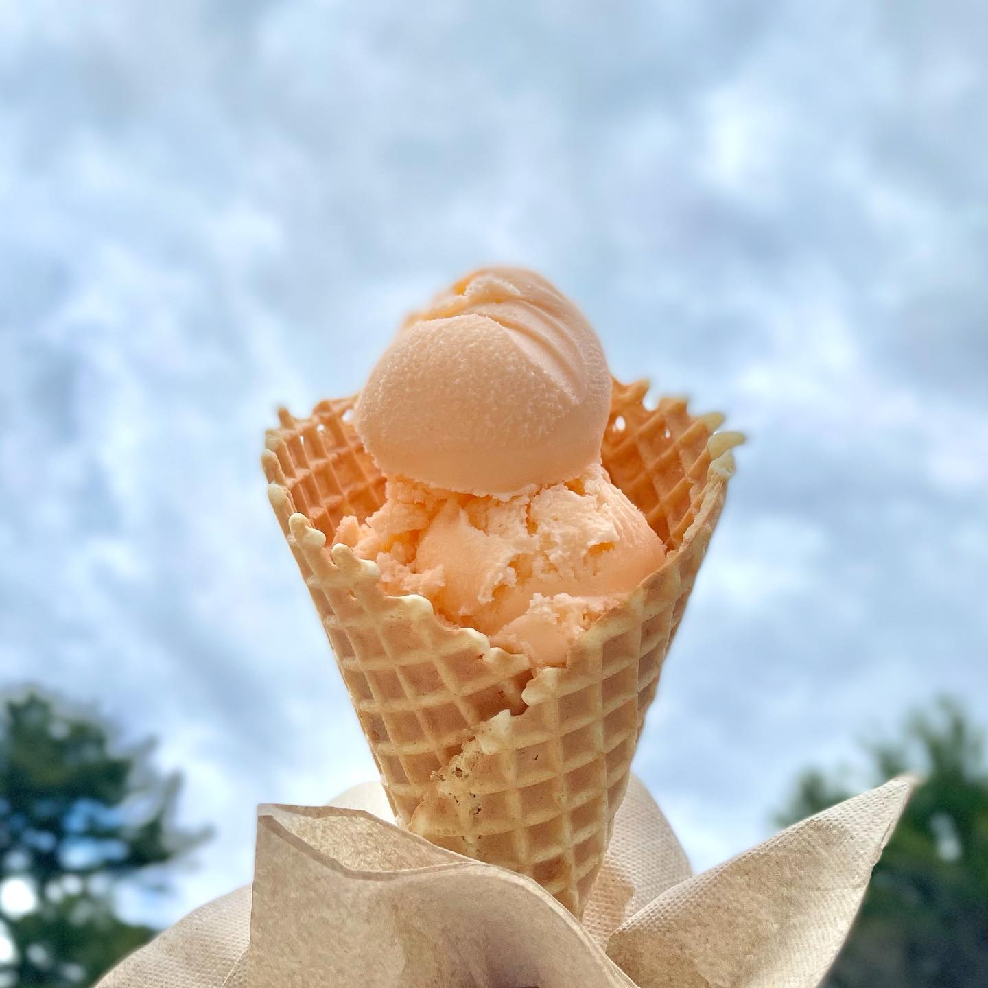 Orange sherbet shake with food coloring