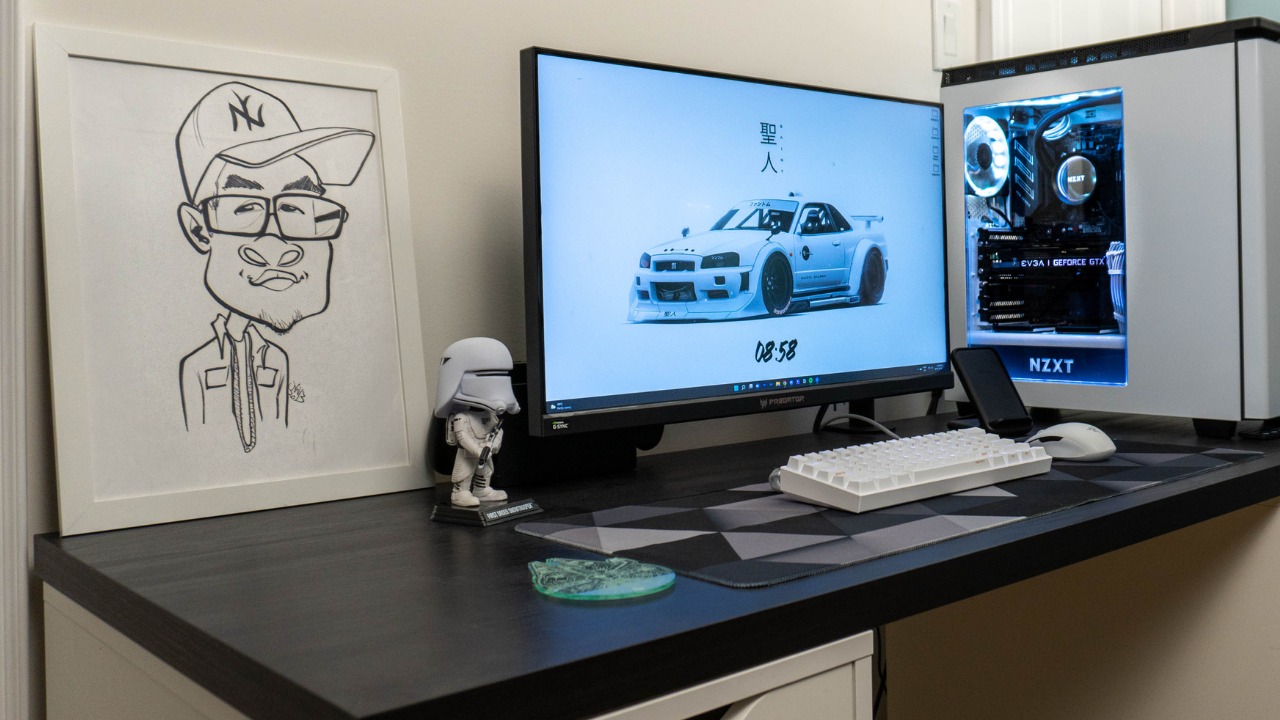 My black/grey themed desk setup