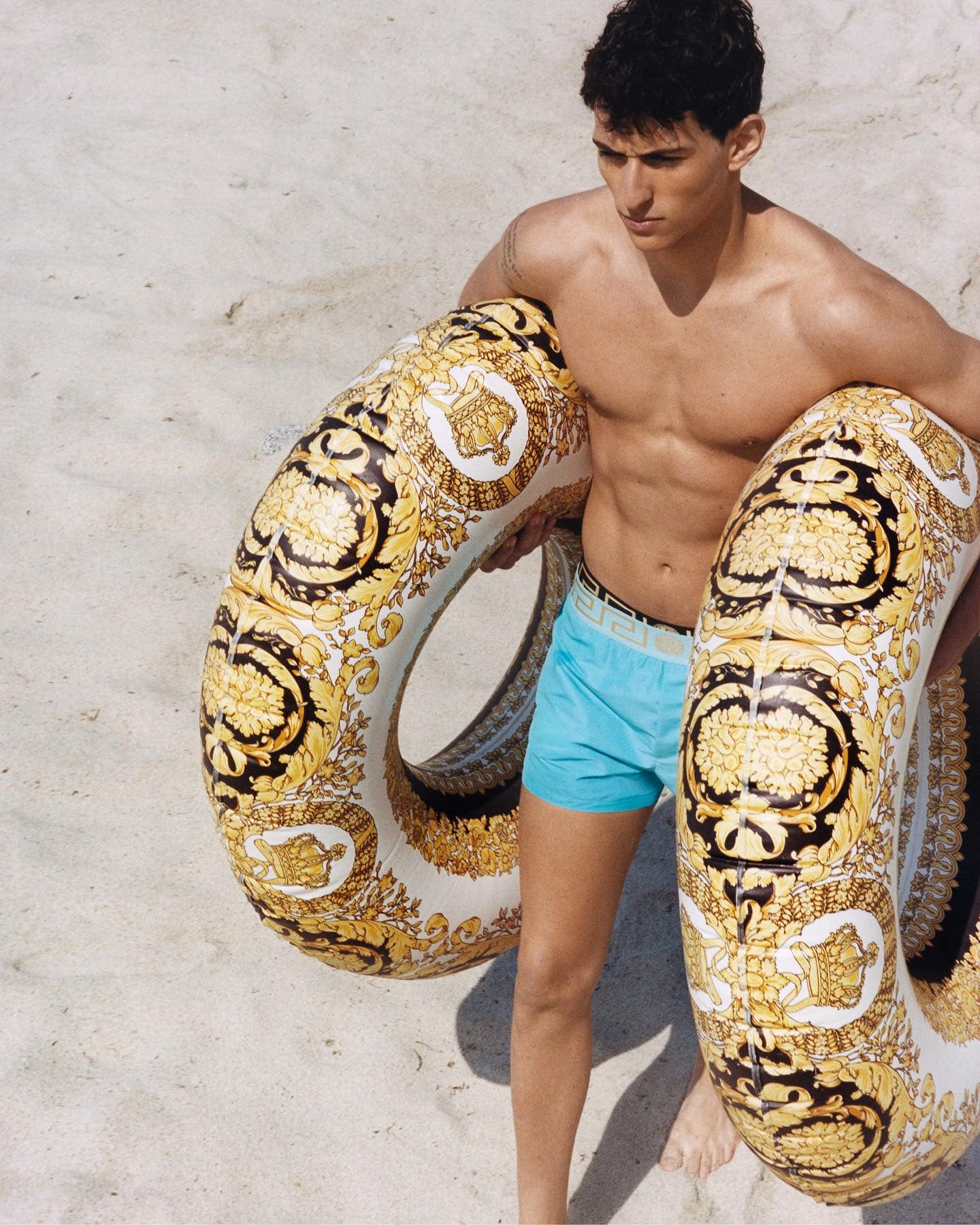 Bright print accessories and swimwear for a Very Versace Vacanza 