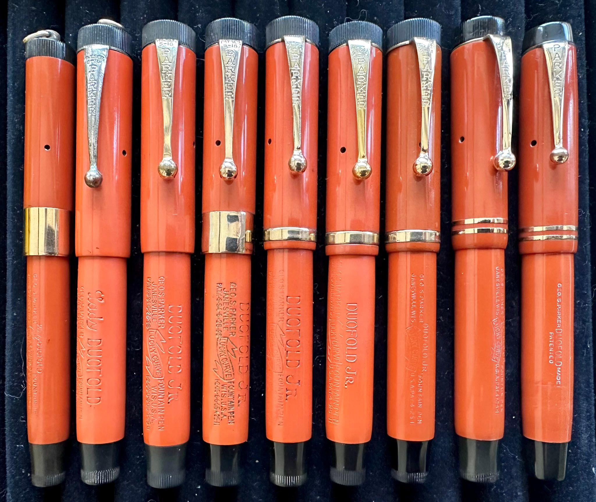 Parker duofold junior collection from 1922 to 1933