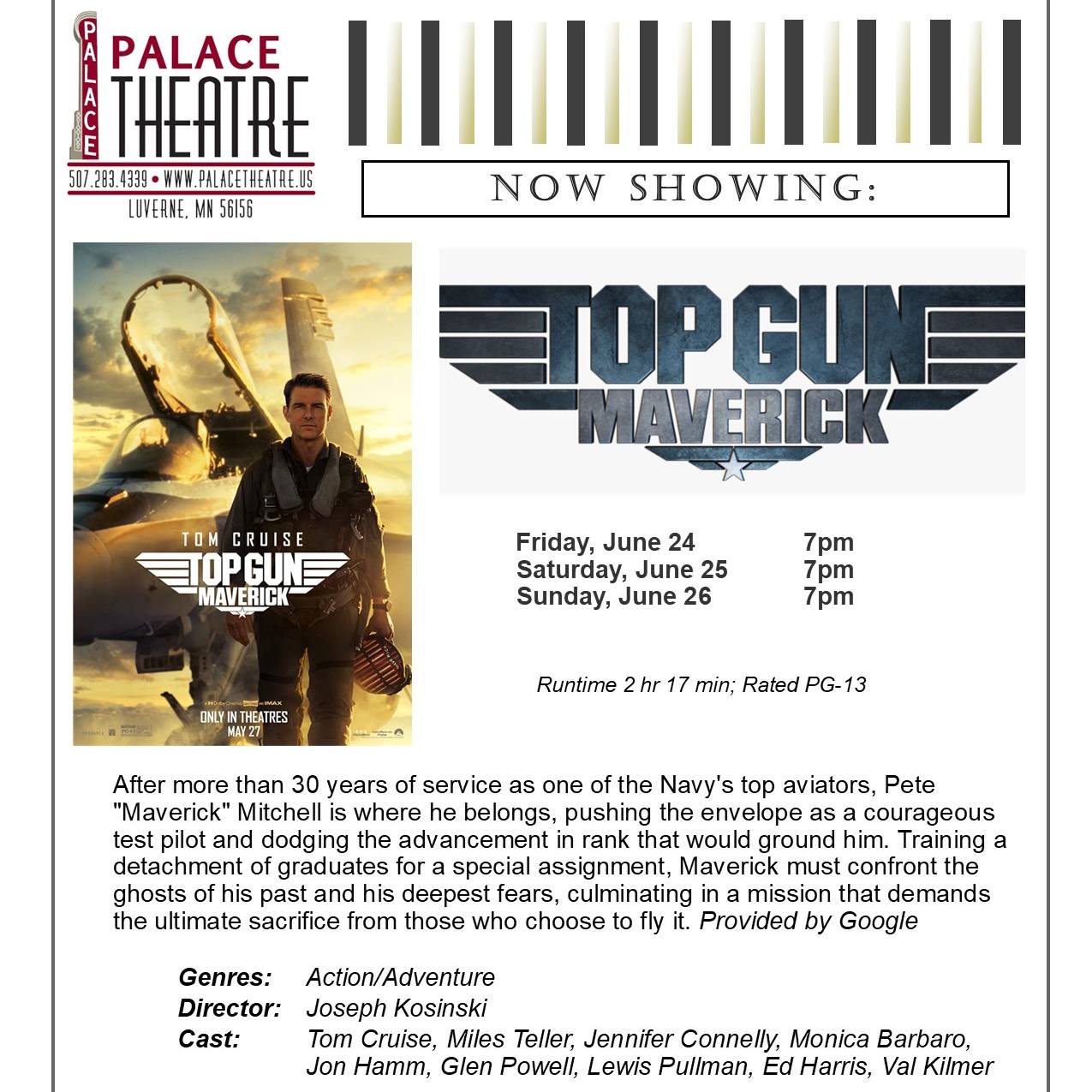 ⭐Tom Cruise on the big screen?... - Palace Theatre Luverne | Facebook