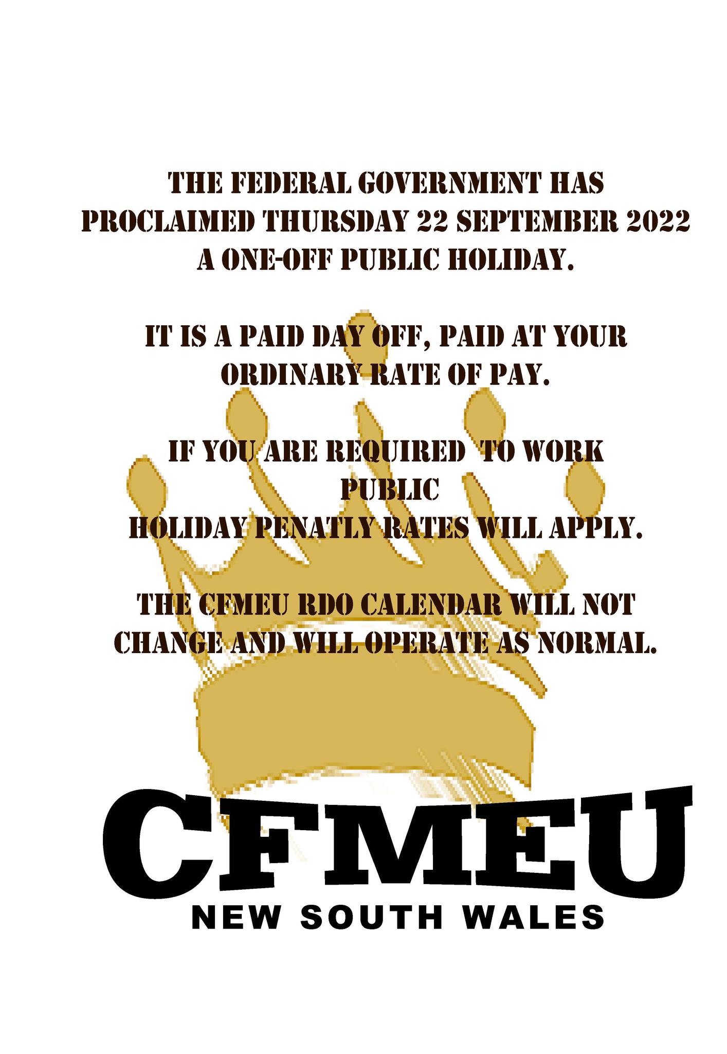THURSDAY 22 SEPTEMBER... - CFMEU Construction & General NSW | Facebook
