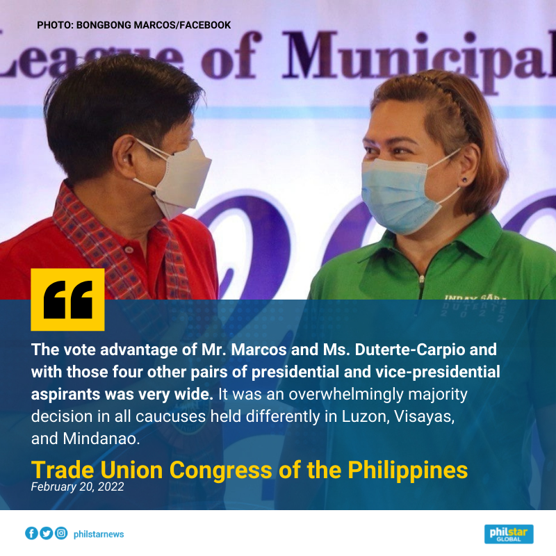 Philstar.com - The Trade Union Congress of the Philippines endorsed the ...