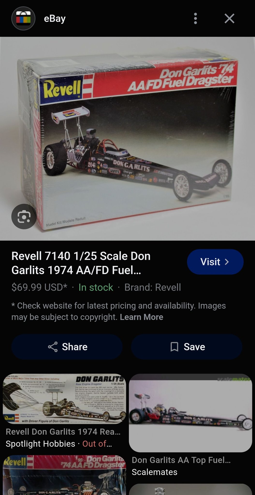 Where to find Revell 7140 Don Garlits 1974 AA/FD Fuel Dragster