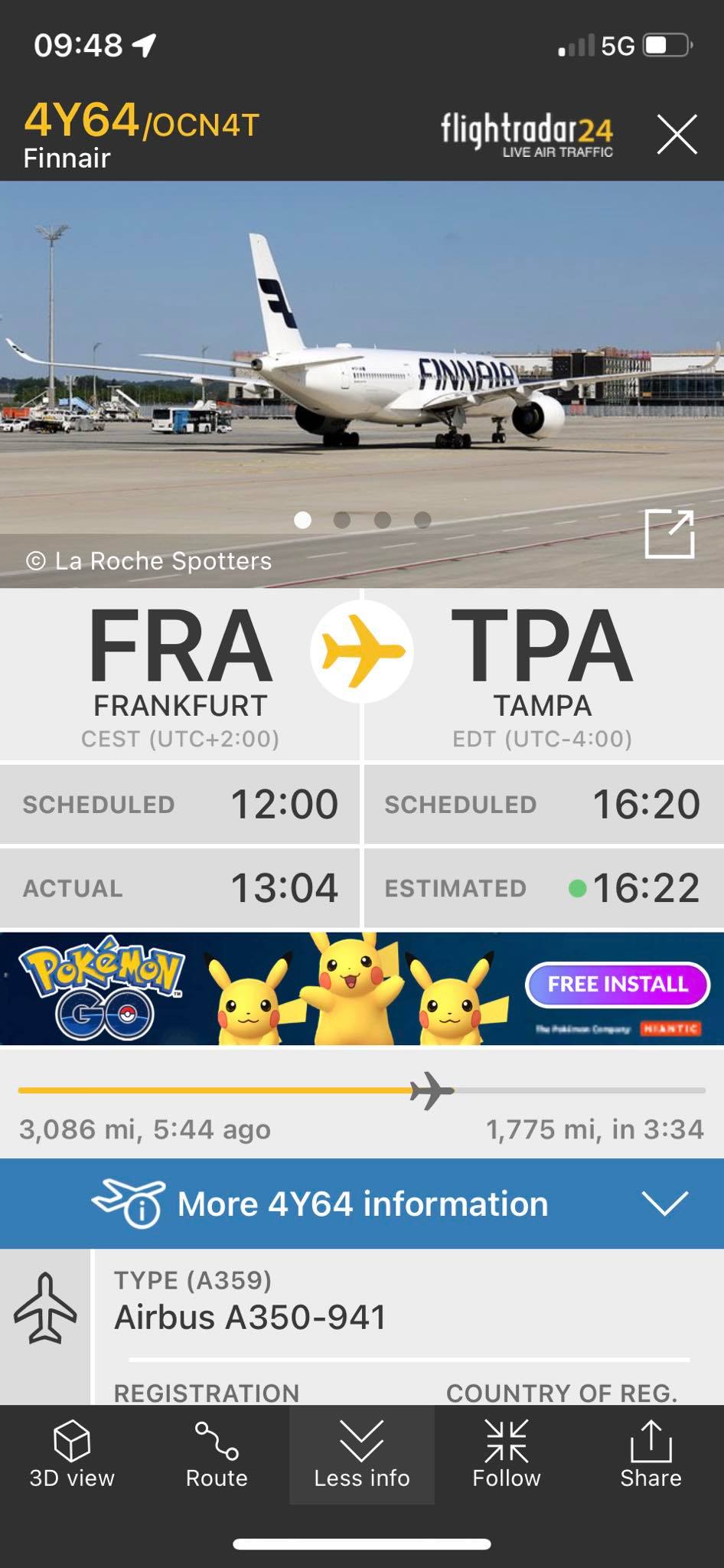 Why did flight OCN978 from Frankfurt to Cancun divert to Tampa?