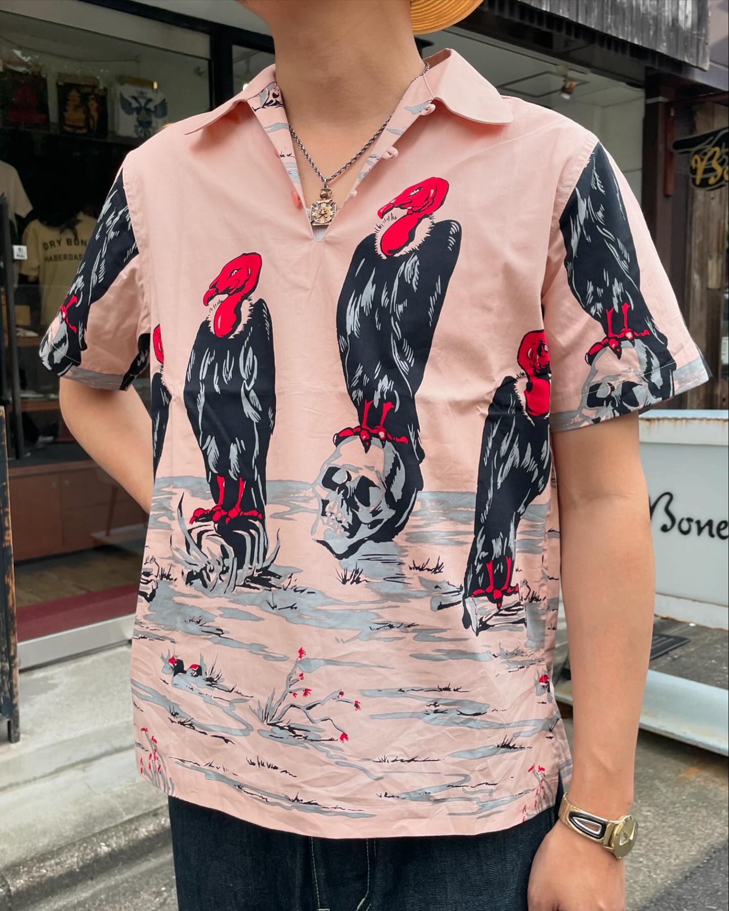 S/S Pull-over Shirt“CONDOR”（DS-2581） color：pink.cream S.M.L.XL 