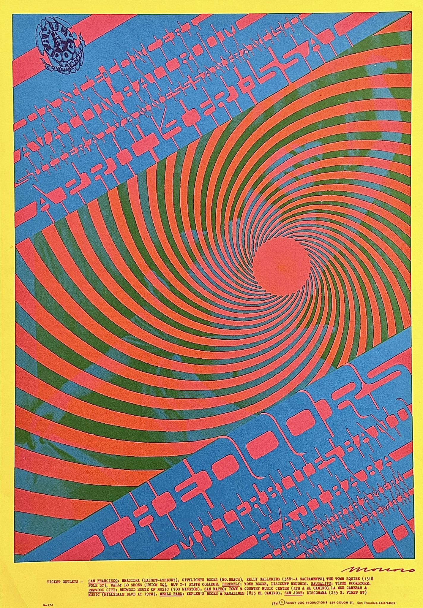 1967 Avalon Ballroom concert poster with The Doors and Steve Miller