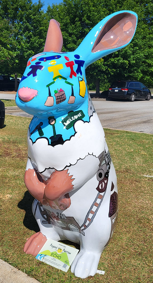 Discover six hidden rabbit statues in downtown Travelers Rest