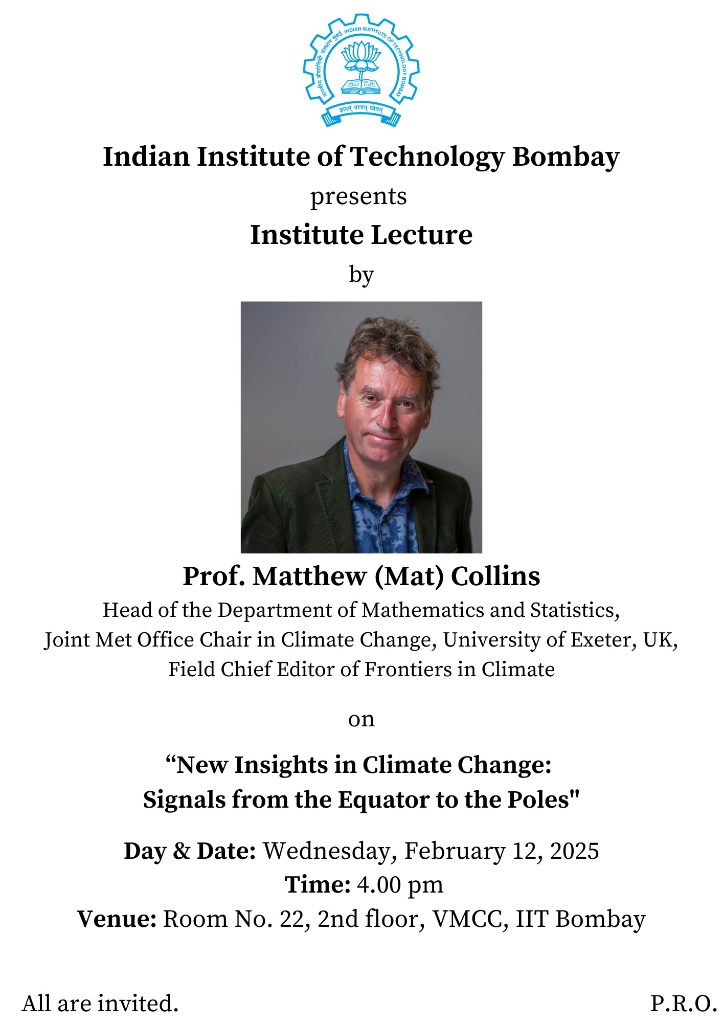 IIT Bombay - IIT Bombay is organising an Institute lecture... | Facebook