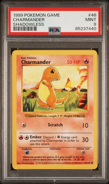 ヒトカゲ　Charmander シャドーレス　shadowless psa9 English CHARMANDER Shadowless PSA 9 800
