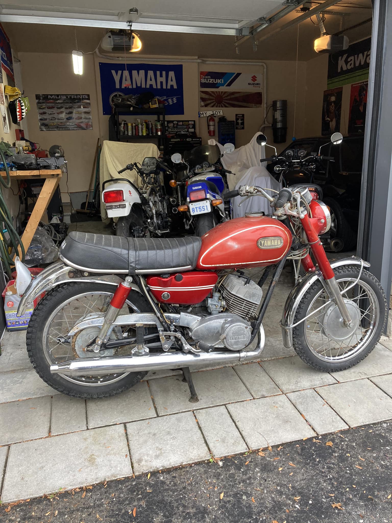 Restored 1970 Yamaha DS6 motorcycle