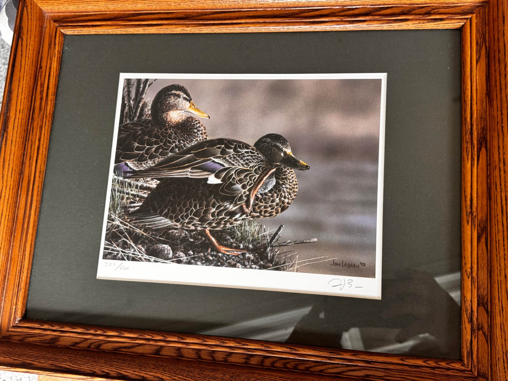 Framed wildlife art print by Jim Hautman. This piece is a print