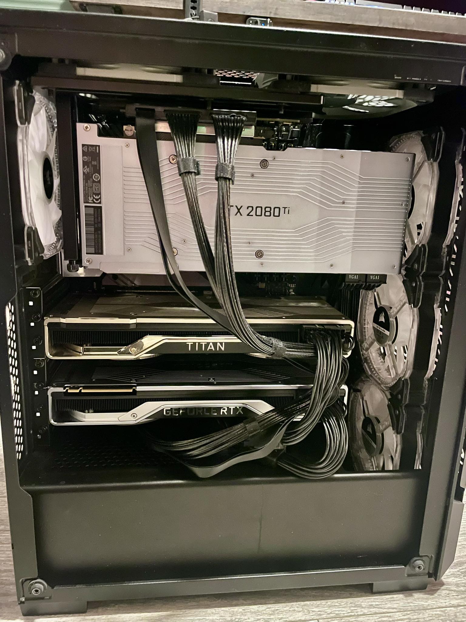 Home server with 70gb vram using 2x rtx titans and modded 2080ti