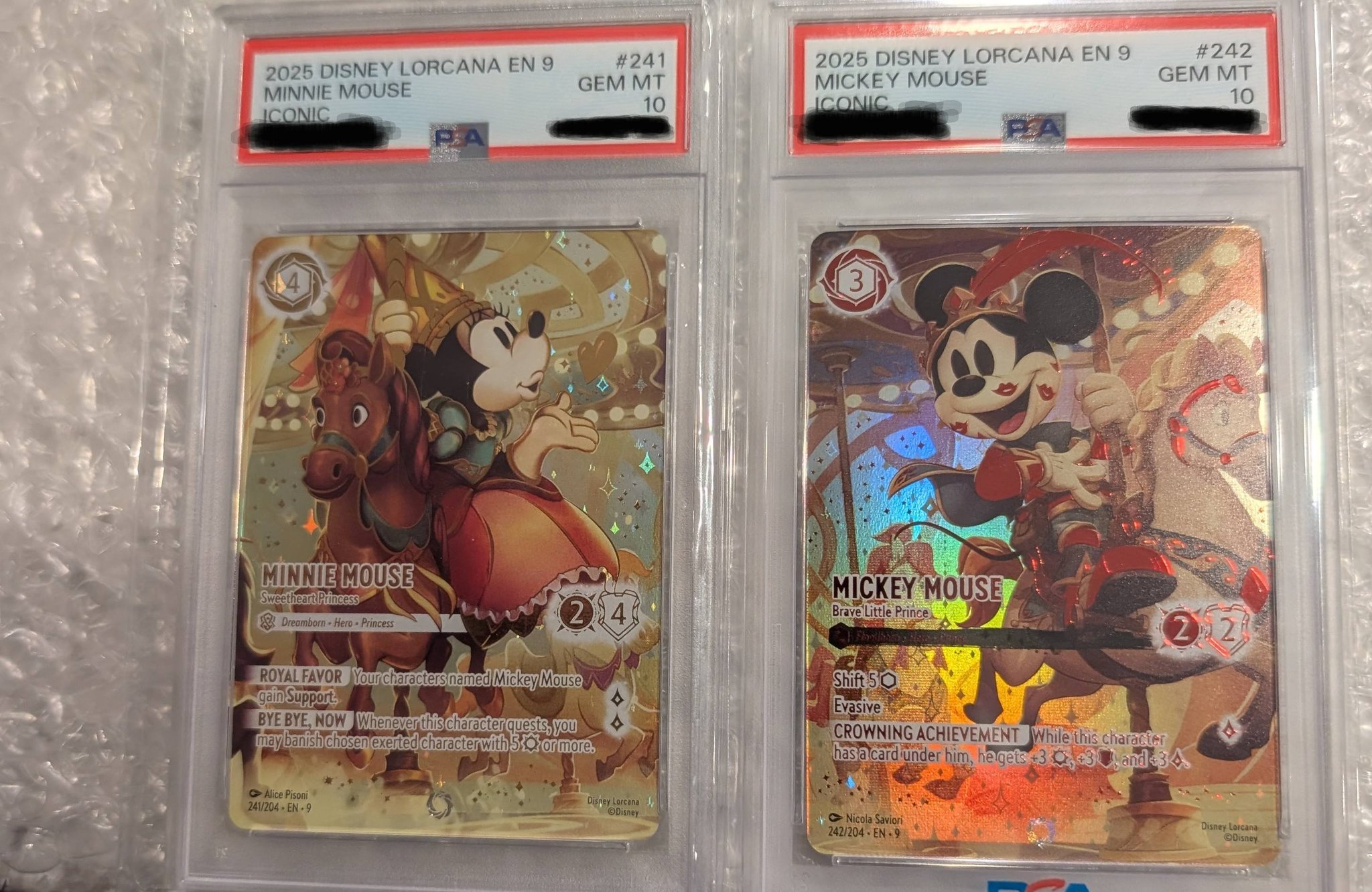 Disney Lorcana iconic card collection with Mickey Mouse in PSA 10