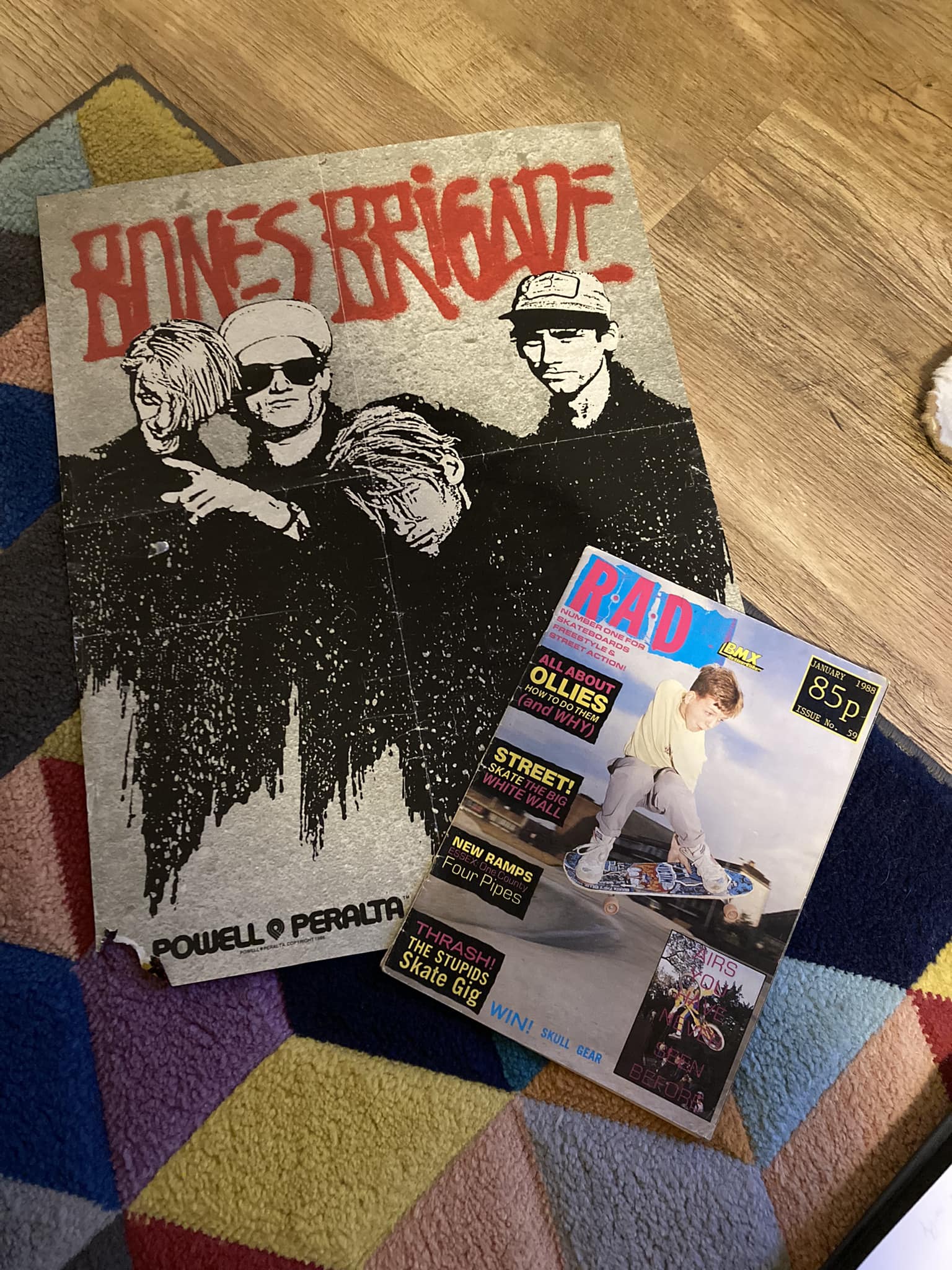 Skater's vintage Powell Peralta banner and memorabilia